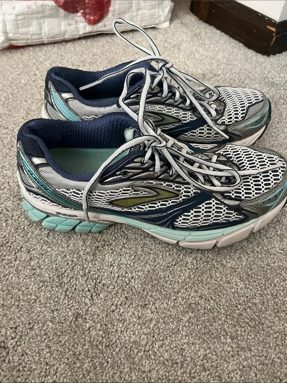 Brooks Women's White Navy & Aqua Running Sneakers-Ghost 4